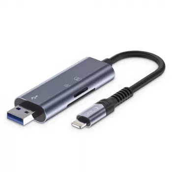 TECH-PROTECT ULTRABOOST čítačka kariet SD & Micro SD Lightning & USB sivá