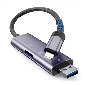 TECH-PROTECT ULTRABOOST čítačka kariet SD & Micro SD Lightning & USB sivá