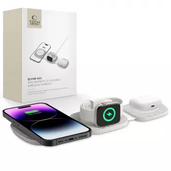 Tech-Protect QI15W-A32 3IN1 MagSafe bezdrôtová nabíjacia stojan sivá
