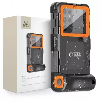 TECH-PROTECT IPX8 univerzálne vodotesné puzdro na potápanie čierna/oranžová