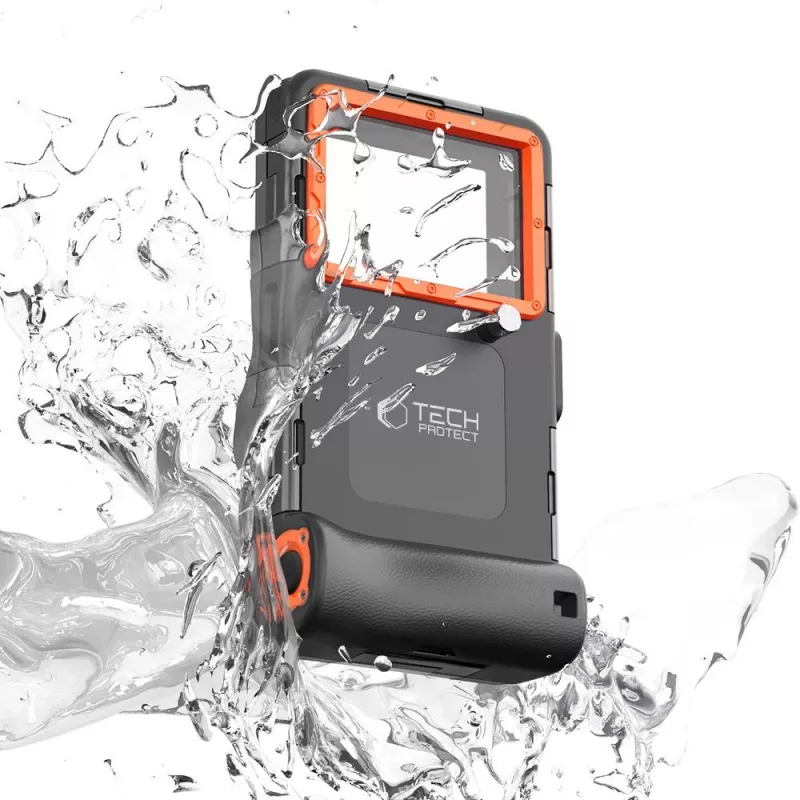 TECH-PROTECT IPX8 univerzálne vodotesné puzdro na potápanie čierna/oranžová