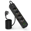 TECH-PROTECT PCL4X3 predlžovacia zásuvka dlhá 2 USB & 1 Type-C & 4 zásuvky 200cm čierna