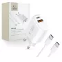 TECH-PROTECT NCA30 2-portová sieťová nabíjačka PD 30W / QC3.0 + USB-C kábel biela