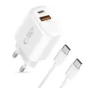 TECH-PROTECT NCA30 2-portová sieťová nabíjačka PD 30W / QC3.0 + USB-C kábel biela