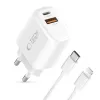 TECH-PROTECT NCA30 2-portová sieťová nabíjačka PD 30W / QC3.0 + Lightning kábel biela