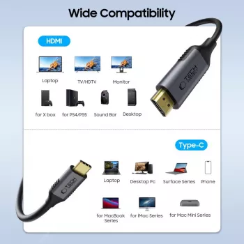 TECH-PROTECT UltraBoost USB-C na HDMI 2.0 kábel 4K 60Hz 180cm čierny