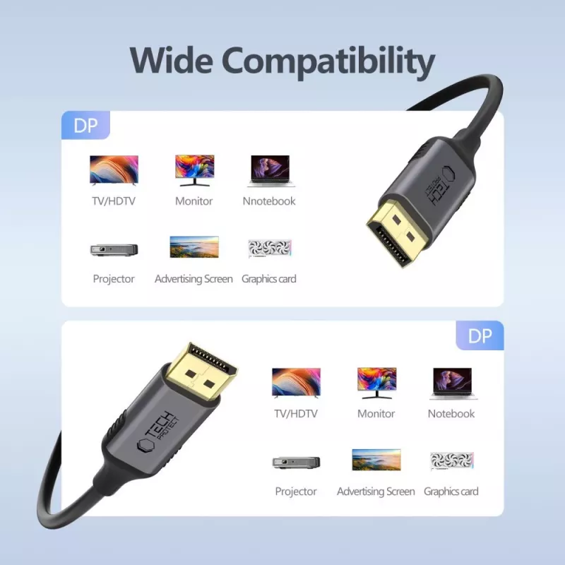 TECH-PROTECT ULTRABOOST DisplayPort na DisplayPort kábel 1.4 4K 60Hz 200cm čierny