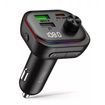 TECH-PROTECT CC07 3-portová auto-nabíjačka PD 54W + FM-transmitter Bluetooth čierna