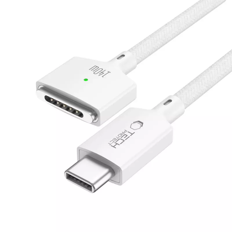 TECH-PROTECT MMC01 UltraBoost Magnetic MacBook kábel USB-C na MagSafe 3 140W 200cm biely