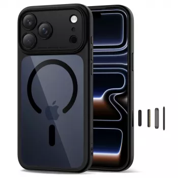 TECH-PROTECT MagPeak MagSafe Hybrid zadný kryt pre Apple iPhone 17 Pro Max, čierna/transparentná