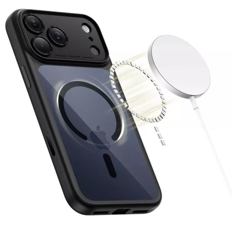TECH-PROTECT MagPeak MagSafe Hybrid zadný kryt pre Apple iPhone 17 Pro Max, čierny/transparentný