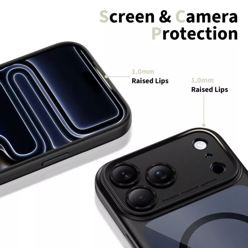 TECH-PROTECT MagPeak MagSafe Hybrid zadný kryt pre Apple iPhone 17 Pro Max, čierny/transparentný