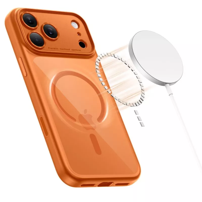 TECH-PROTECT MagPeak MagSafe puzdro pre iPhone 17 Pro Max, Cosmic Orange/Clear