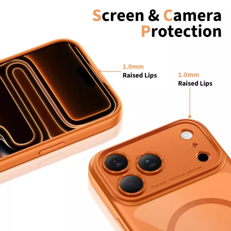 TECH-PROTECT MagPeak MagSafe puzdro pre iPhone 17 Pro Max, Cosmic Orange/Clear