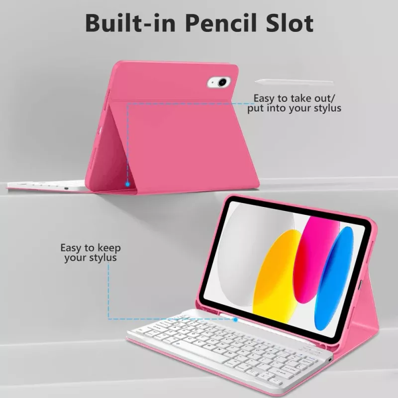 Tech-Protect SC Pen + Keyboard Case pre iPad 10,9 palcov (10. generácia, 2022) / 11 palcov (2025) - magentová