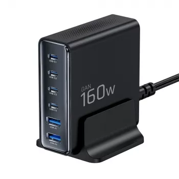 TECH-PROTECT DC160W-GAN 6-portová stolová nabíjačka PD 160W / QC3.0 čierna