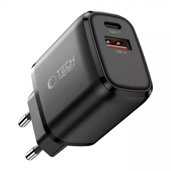 TECH-PROTECT NCA45W-GAN 2-portová sieťová nabíjačka PD 45W / QC3.0 čierna