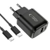 TECH-PROTECT NCA45W-GAN 2-portová sieťová nabíjačka PD 45W / QC3.0 + USB-C kábel čierna