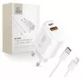 TECH-PROTECT NCA45W-GAN 2-portová sieťová nabíjačka PD 45W / QC3.0 + Lightning kábel biela