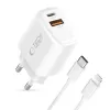 TECH-PROTECT NCA45W-GAN 2-portová sieťová nabíjačka PD 45W / QC3.0 + Lightning kábel biela