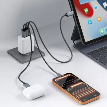 TECH-PROTECT NCA65W-GAN 3-portová sieťová nabíjačka PD 65W / QC3.0 biela