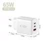 TECH-PROTECT NCA65W-GAN 3-portová sieťová nabíjačka PD 65W / QC3.0 biela