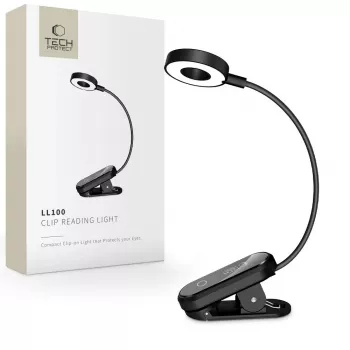TECH-PROTECT LL100 čítacia lampa s klipom čierna