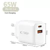 TECH-PROTECT NCA65W-GAN 2-portová sieťová nabíjačka PD 65W / QC3.0 biela