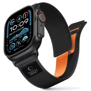 TECH-PROTECT NYLON ELITE Apple Watch 8 / 9 / 10 / 11 / SE / Ultra (44 / 45 / 46 / 49 mm) čierna/oranžová