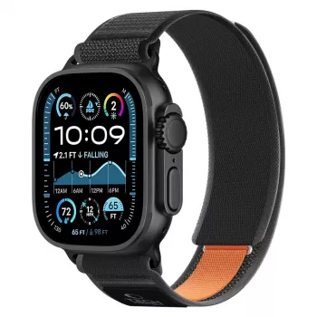 TECH-PROTECT NYLON ELITE Apple Watch 8 / 9 / 10 / 11 / SE / Ultra (44 / 45 / 46 / 49 mm) čierna/oranžová