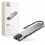TECH-PROTECT HB09 hub adaptér 8-in-1 USB-C na USB-A 3.0, USB-C 3.0, HDMI 4K 60Hz, SD/TF, PD 100W, RJ45 Gigabit Ethernet, Space Grey