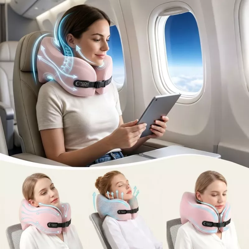 TECH-PROTECT COMFORTREST TRAVEL cestovný vankúš na krk ružový