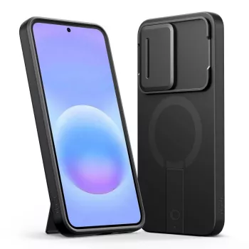 TECH-PROTECT Kevlar Aura MagSafe puzdro pre Samsung Galaxy A57, čierne/oranžové