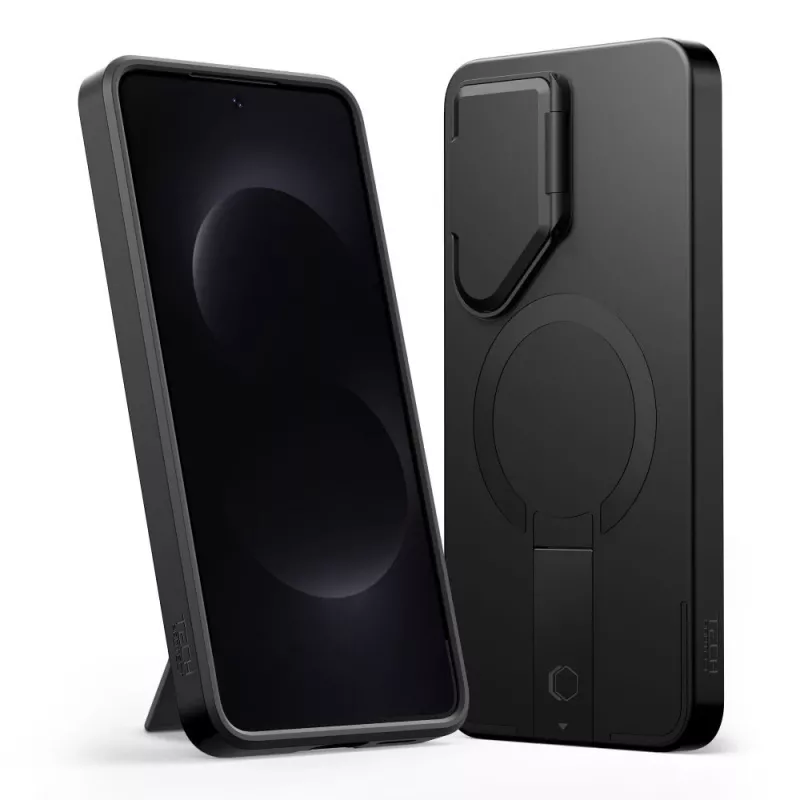 TECH-PROTECT Kevlar Aura MagSafe puzdro pre Samsung Galaxy S26, čierne/oranžové