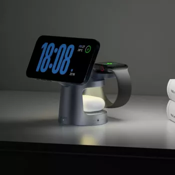 TECH-PROTECT A48 3-in-1 magnetická MagSafe bezdrôtová nabíjačka 25W Qi2.2 tmavosivá