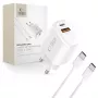TECH-PROTECT NCA45W-GAN 2-portová sieťová nabíjačka PD 45W / QC3.0 + USB-C kábel biela