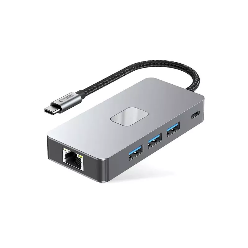 TECH-PROTECT HB05 9-in-1 USB-C Hub Adapter s USB 2.0, USB 3.0, HDMI 4K 60Hz, SD/TF, PD 100W, RJ45 Gigabit Ethernet, Space Grey