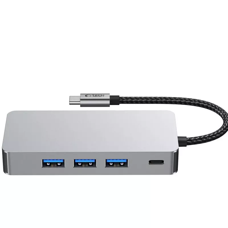 TECH-PROTECT HB05 9-in-1 USB-C Hub Adapter s USB 2.0, USB 3.0, HDMI 4K 60Hz, SD/TF, PD 100W, RJ45 Gigabit Ethernet, Space Grey