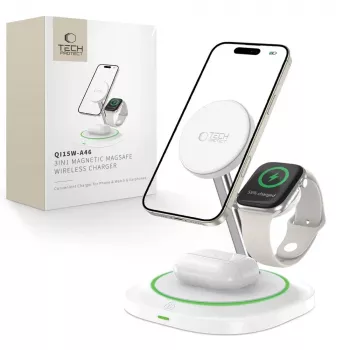 Tech-Protect QI15W-A46 3IN1 MagSafe bezdrôtová nabíjacia stanica biela