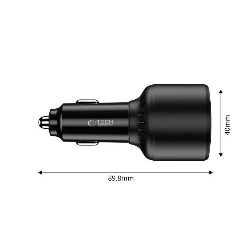 TECH-PROTECT CC04 3-portová autonabíjačka PD 130W čierna