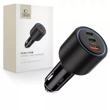 TECH-PROTECT CC04 3-portová autonabíjačka PD 175W čierna