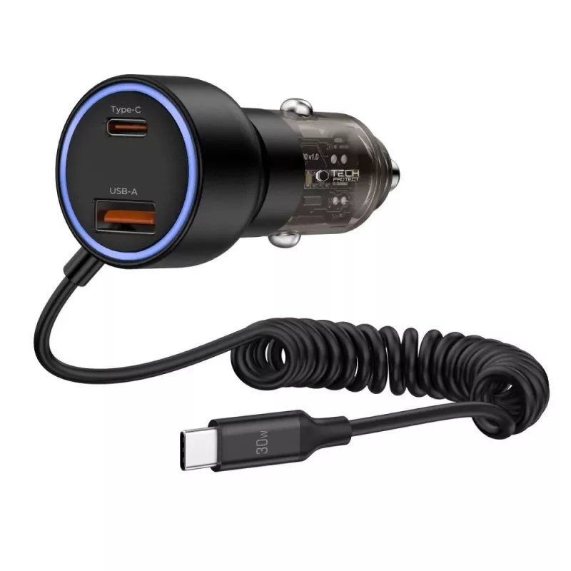 TECH-PROTECT CC05 2-portová autonabíjačka PD 60W + kábel čierna