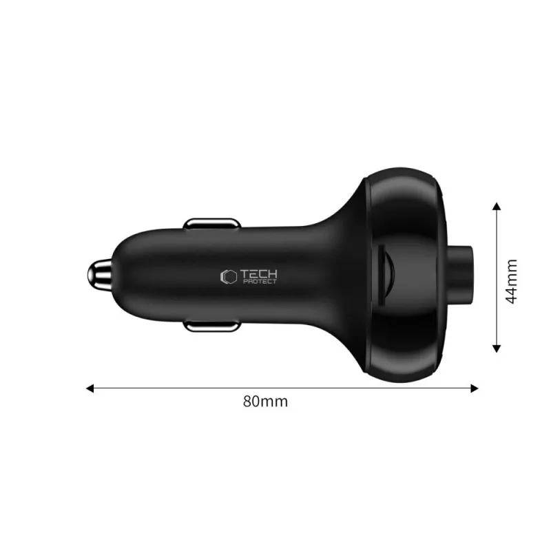 TECH-PROTECT CC06 3-portová autonabíjačka PD 72W + FM vysielač Bluetooth čierna