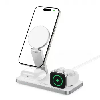 TECH-PROTECT QI15W-A47 3v1 magnetická MagSafe bezdrôtová nabíjačka biela