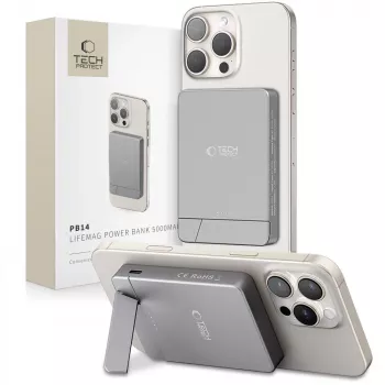 TECH-PROTECT PB14 LIFEMAG MagSafe powerbanka 5000mAh vesmírna sivá