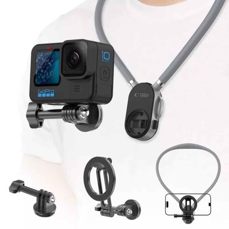 TECH-PROTECT AC200 Magnetic MagSafe & GoPro & DJI držiak na krk Crayon Grey