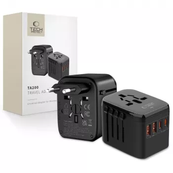 TECH-PROTECT TA200 cestovný adaptér EU / UK / US / AU čierny