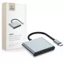 TECH-PROTECT HB08 hub adaptér 4-in-1 USB-C + USB 2.0 + 2x HDMI 4K 60Hz Space Grey