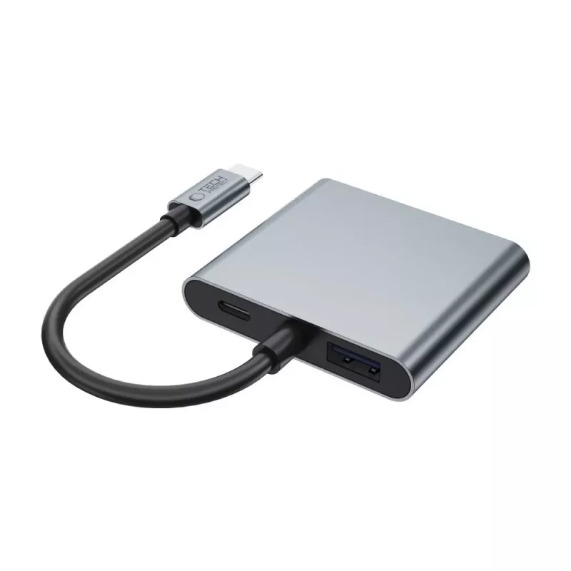 TECH-PROTECT HB08 hub adaptér 4-in-1 USB-C + USB 2.0 + 2x HDMI 4K 60Hz Space Grey