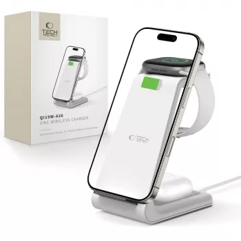 TECH-PROTECT QI15W-A36 3-in-1 bezdrôtová nabíjačka pre Apple biela